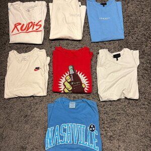 Mixed Men's Cotton T-Shirts Small/Medium Lot of 5 Short Sleeve and 2 Long Sleeve